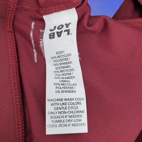 JoyLab Womens Small Sports Bra Medium Support Red Ribbed Scoop Neck Pullover New - Picture 4 of 5